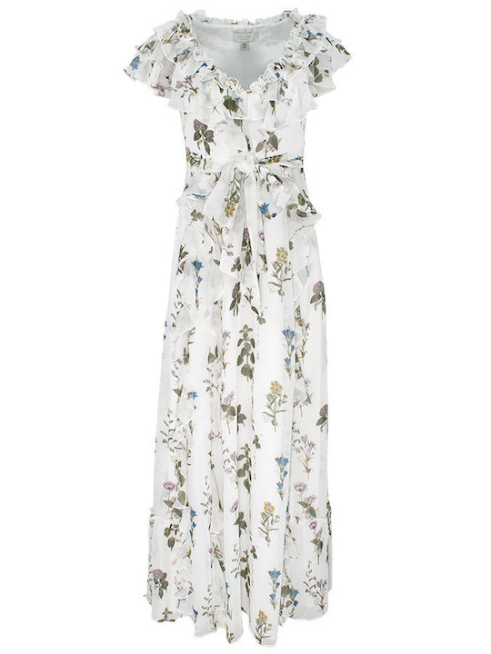 Ted Baker Sommer Maxi Kleid mit Rüschen Weiß