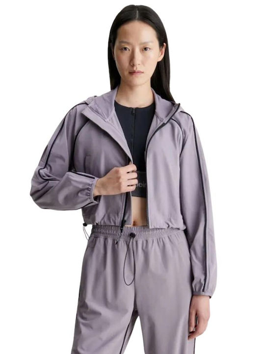 Calvin Klein Women's Short Lifestyle Jacket Windproof for Spring or Autumn Purple