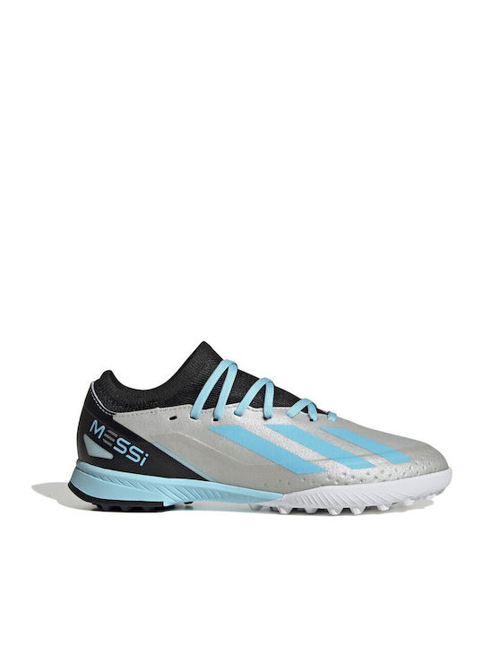 X Crazyfast Messi 3 TF Ghete De Fotbal Pentru Copii Cu Talpă Cu Crampoane Argintii