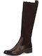 Leather Riding Boots with Zipper Brown