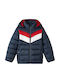 Kinder Steppjacke Kurz mit Kapuze Marineblau