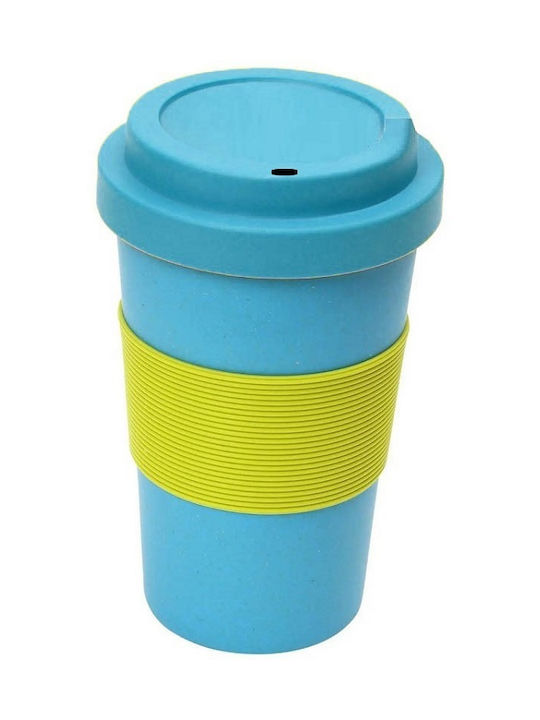 Becher Bamboo mit Deckel Blau 400ml