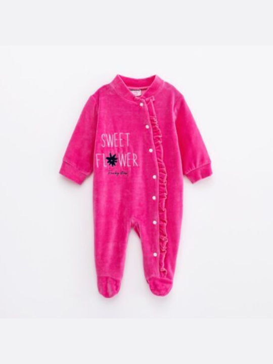 Funky Baby Bodysuit Set Long-Sleeved Velvet Fuchsia