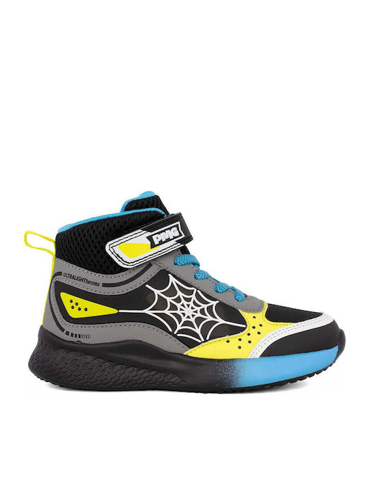 Παιδικά Sneakers High με Σκρατς & Φωτάκια Μαύρα