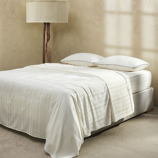 Hauz Limited Edition Stripe Σετ Σεντόνια Μονά 160x200εκ. Εκρού (3τμχ)