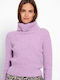 Funky Buddha Women's Long Sleeve Sweater Turtleneck Lavender Fog