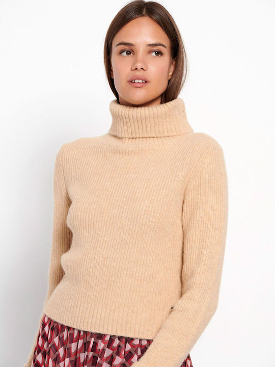 Funky Buddha Women's Long Sleeve Sweater Turtleneck Brown Sugar