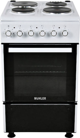 Muhler Herd 52Es mit Emailkochfeldern B50cm. White
