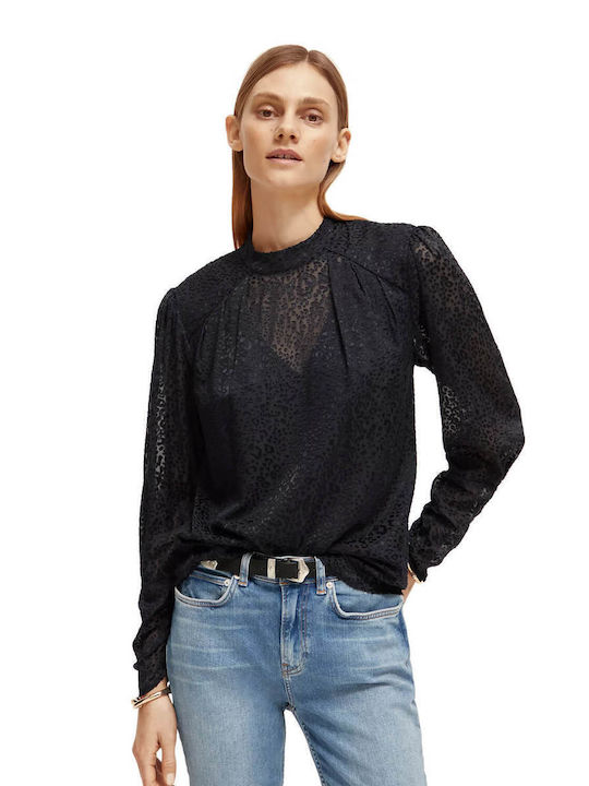 Scotch & Soda Neck Blouse Navy Blue