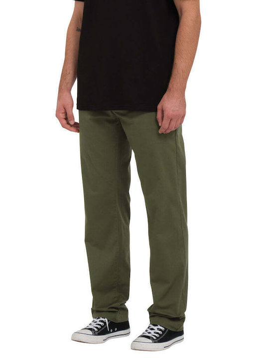 Volcom Frickin Modern Pantalon Bărbătesc Chino Elastice Verde