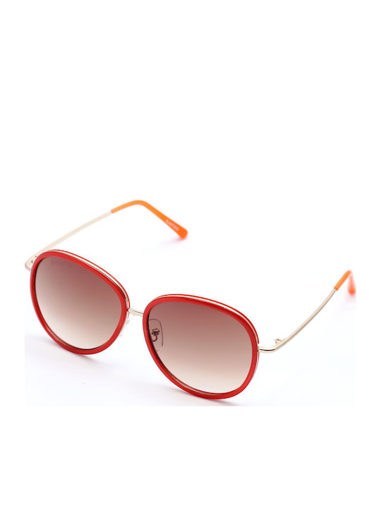 Lancaster Paris Sunglasses Κόκκινα with Metal Frame & Red Lens