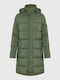 Funky Buddha Women's Short Puffer Jacket for Winter with Hood Green