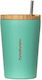 Boobam Cup Lite Ποτήρι Θερμός Ανοξείδωτο 350ml Γαλάζιο με Καλαμάκι