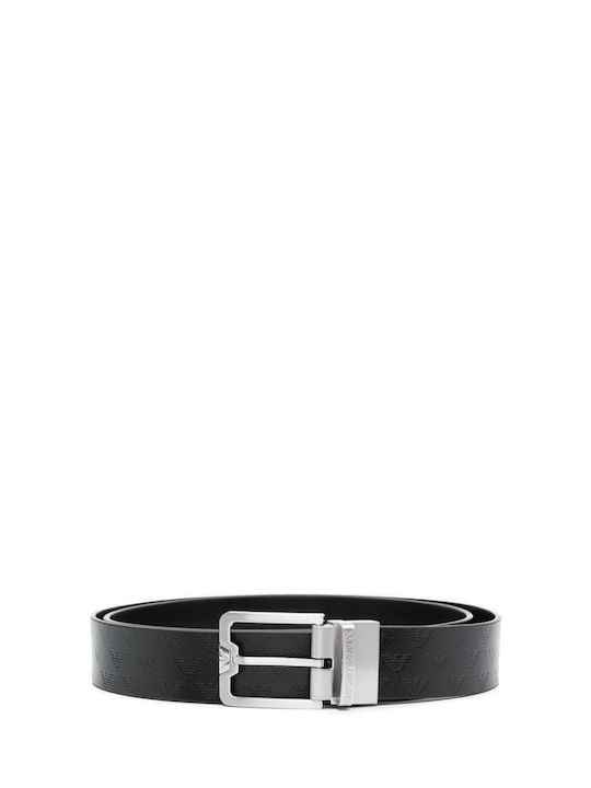Emporio Armani Ανδρική Ζώνη Δερμάτινη Διπλής Όψης Μαύρη