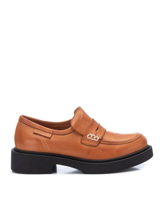 Leather Women's Moccasins in Brown Color