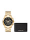Michael Kors Runway Men's Watch 44mm Battery with Yellow Metal Bracelet