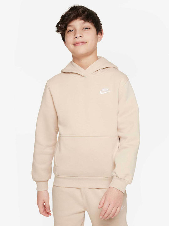 Nike Fleece Kids Sweatshirt with Hood Beige K N...
