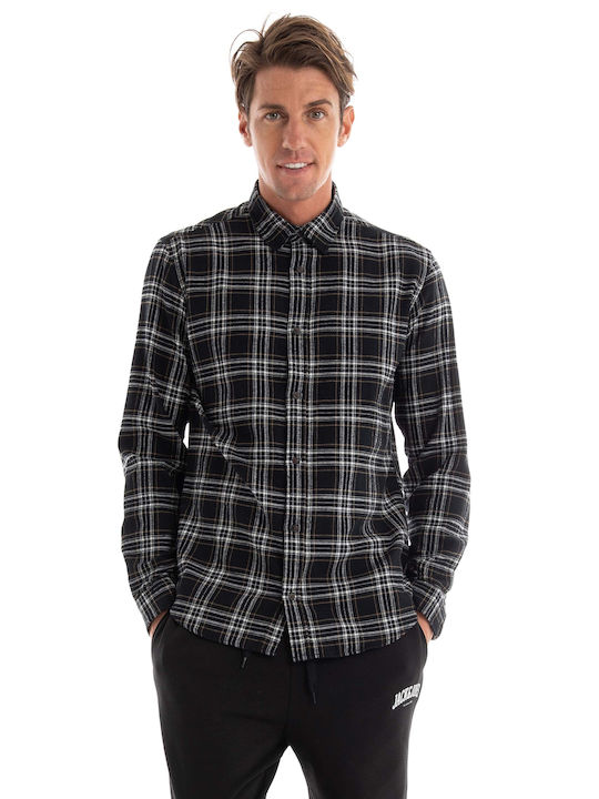 Jack & Jones Men's Shirt Long Sleeve Checked Black