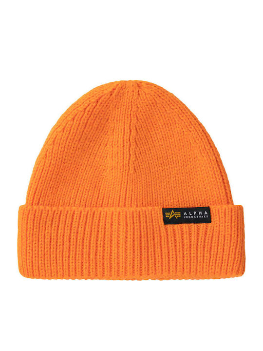 Beanie Unisex Σκούφος Πλεκτός σε Πορτοκαλί χρώμα