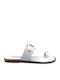 Leder Flache Sandalen für Damen in Weiß Farbe