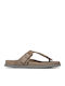 Nicole Flache Sandalen für Damen in Khaki Farbe