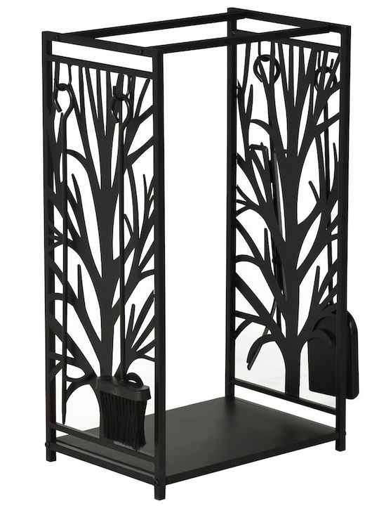 HomCom Μεταλλικό Ράφι Αποθήκευσης Ξύλων 46x29x70cm Μαύρο