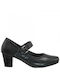 Blondie Leder Pumps mit Riemchen & Chunky mittelhoher Absatz Schwarz