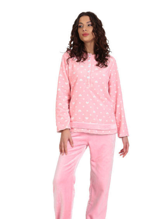 Lingerie Boutique De iarnă Set Pijamale pentru Femei Fleece Roz
