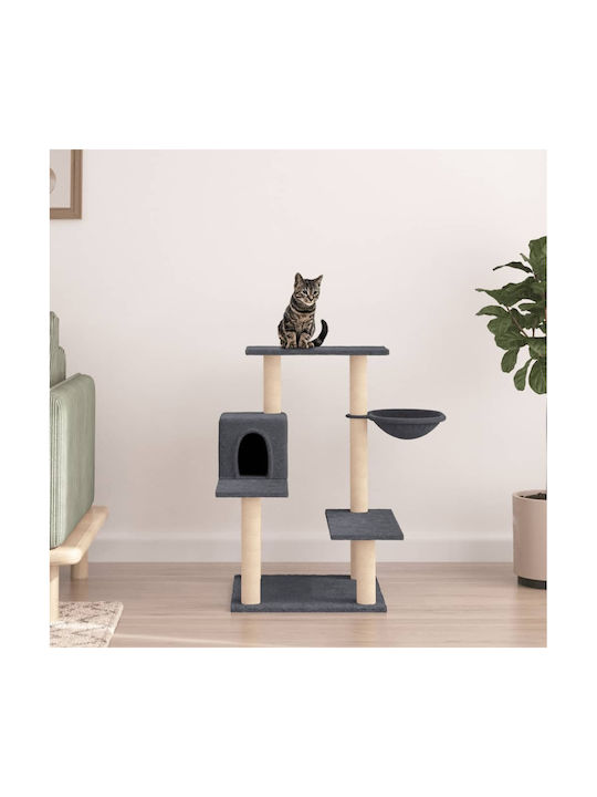vidaXL Cat Tree Dark Grey 82.5 cm with Sisal Scratching Posts Grey Ονυχοδρόμιο Γατόδεντρο Γκρι 72.5x59.5x82.5εκ.