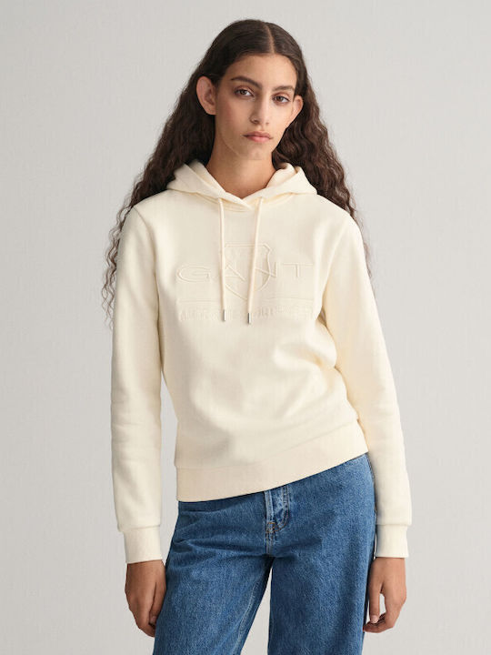 Gant Shield Women's Hooded Fleece Sweatshirt Beige