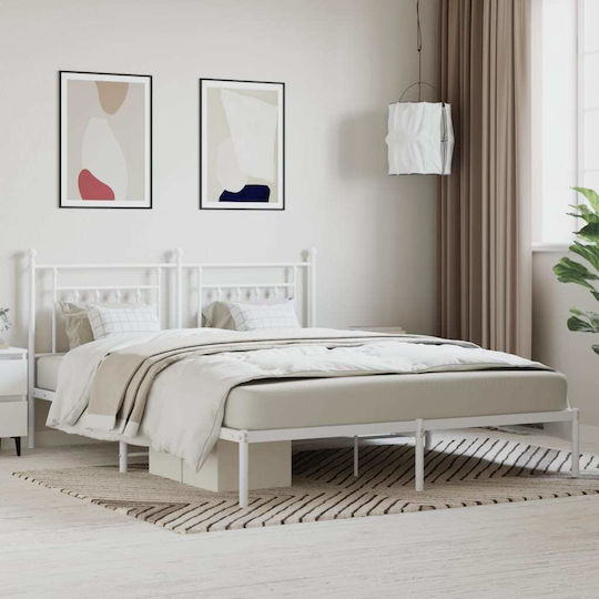 King Size Metallbett Weiß mit Lattenrost für Matratze 183x213cm