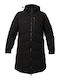 Women's Long Puffer Jacket for Spring or Autumn with Hood Black