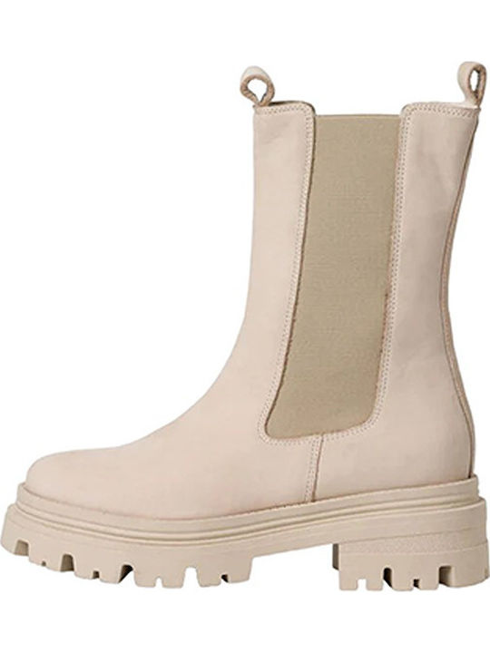 Tamaris Leder Damen Chelsea Stiefeletten Beige