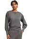 Boatneck Women's Athletic Blouse Long Sleeve Gray