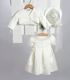 New Life Ecru Baptism Clothing Set with Hair Accessories , Cardigan & Dress 3pcs