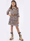 Rochie Fete Mânecă Lungă Animal Print Culoarea Producătorului Sapă Măr