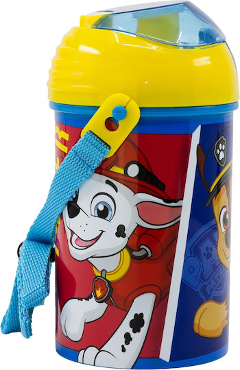 Stor Sticlă Pentru Copii Din Plastic Pop-Up Paw Patrol Cu Capac Pop-Up Multicoloră 450ml