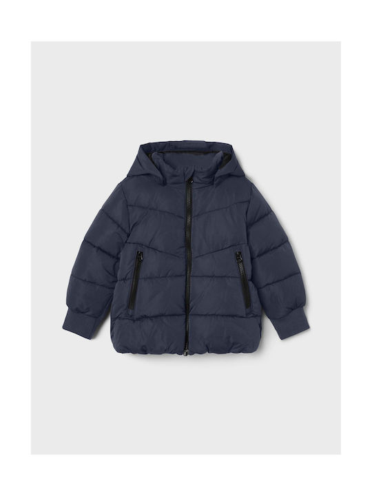 Name It Kids Quilted Jacket Short with Hood Blue