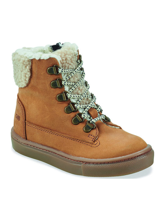 Lederne Kinderstiefel mit Reißverschluss Braun -C