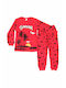 Supermini Set Top & Bottom Kids Winter Cotton Pyjamas Red