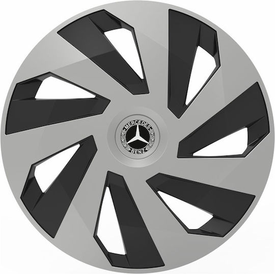 Versaco Auto Radkappen Set Vector mit Marke Mercedes Benz 4Stück 15" Silber
