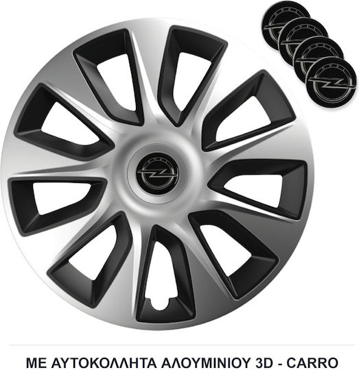 Versaco Σετ Τάσια Αυτοκινήτου Stratos 15" με Σήμα Opel 4τμχ Μαύρο