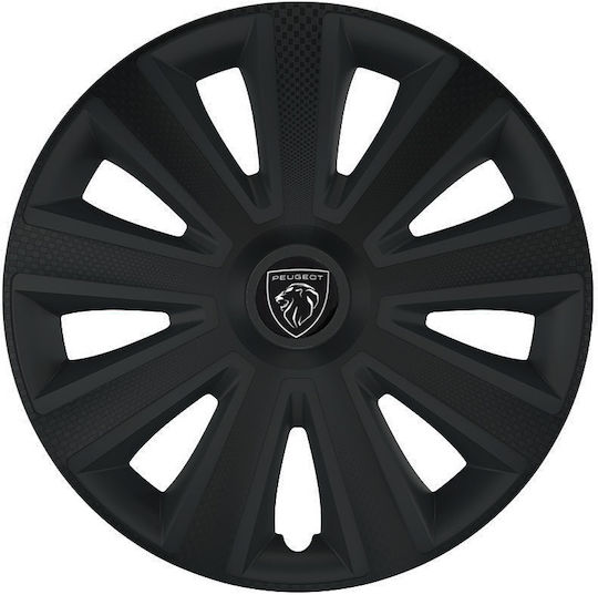Versaco Car Hubcap Set Aviator with Peugeot Emblem 15" 4pcs Black