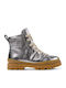 Brutus Anatomical Leather Kids Boots with Zipper Silver