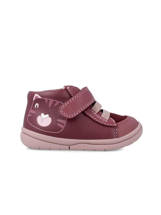 Garvalin Kids Leather Anatomic Boots with Hoop & Loop Closure Burgundy