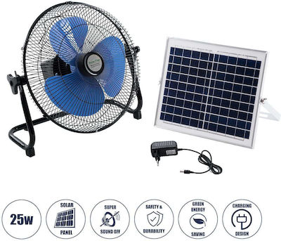 GloboStar SOLARO-FAN Standalone Solar Bodenventilator 25W 2 Funktionen Strom mit AC 220-240V oder mit Photovoltaik-Panel 9V 12W 85351