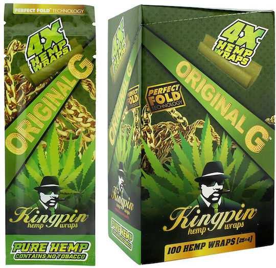 HBI EUROPE GMBH Πουρόφυλλα KingPin Hemp Blunts Wraps 100mm 5cm Καφέ 4τμχ