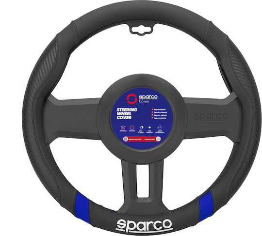 Sparco Auto-Lenkradabdeckung Synthetisch Blau mit Roter Naht