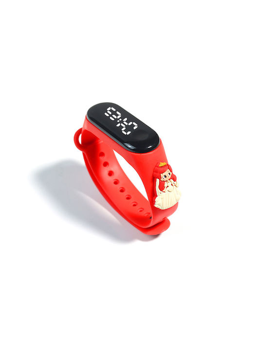 Ceas Digital pentru Copii cu Brățară de Cauciuc/Plastic Roșu