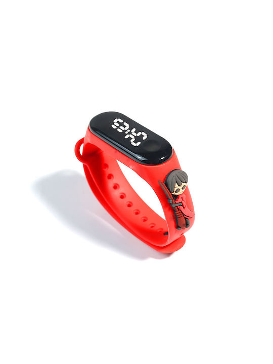 Ceas Digital pentru Copii cu Brățară de Cauciuc/Plastic Roșu